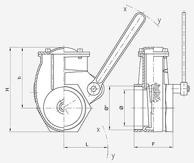 lever gate valve drawing